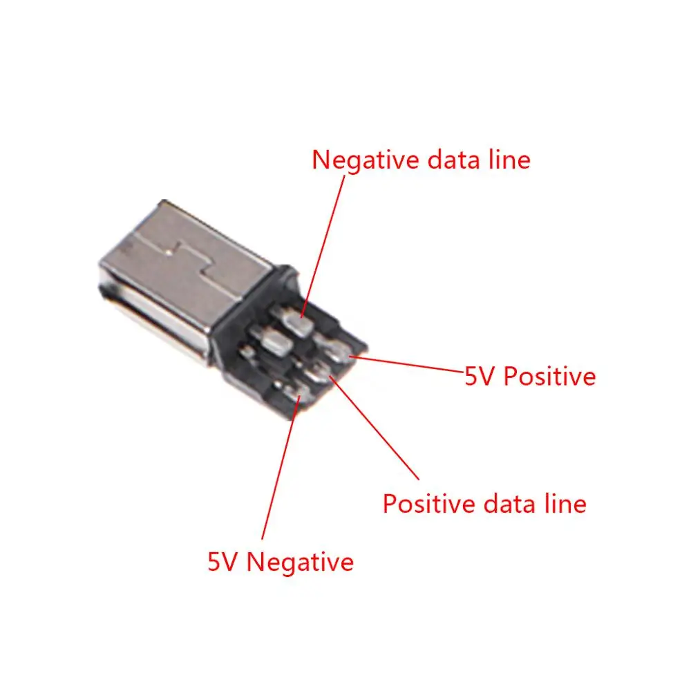 10 комплектов DIY мини USB 2 0 5PIN штепсельная розетка с пластиковой крышкой хвостовым