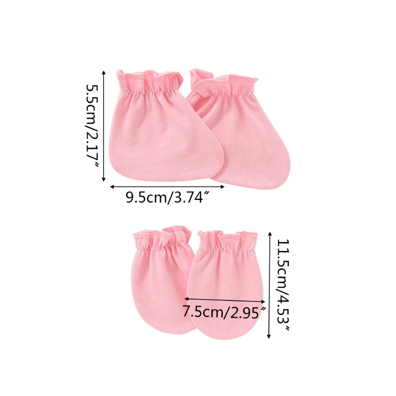 

2 Pairs Newborn Handguard Mittens Footguard Socks Kit Baby Anti-scratch Soft Cotton Gloves Foot Cover Set