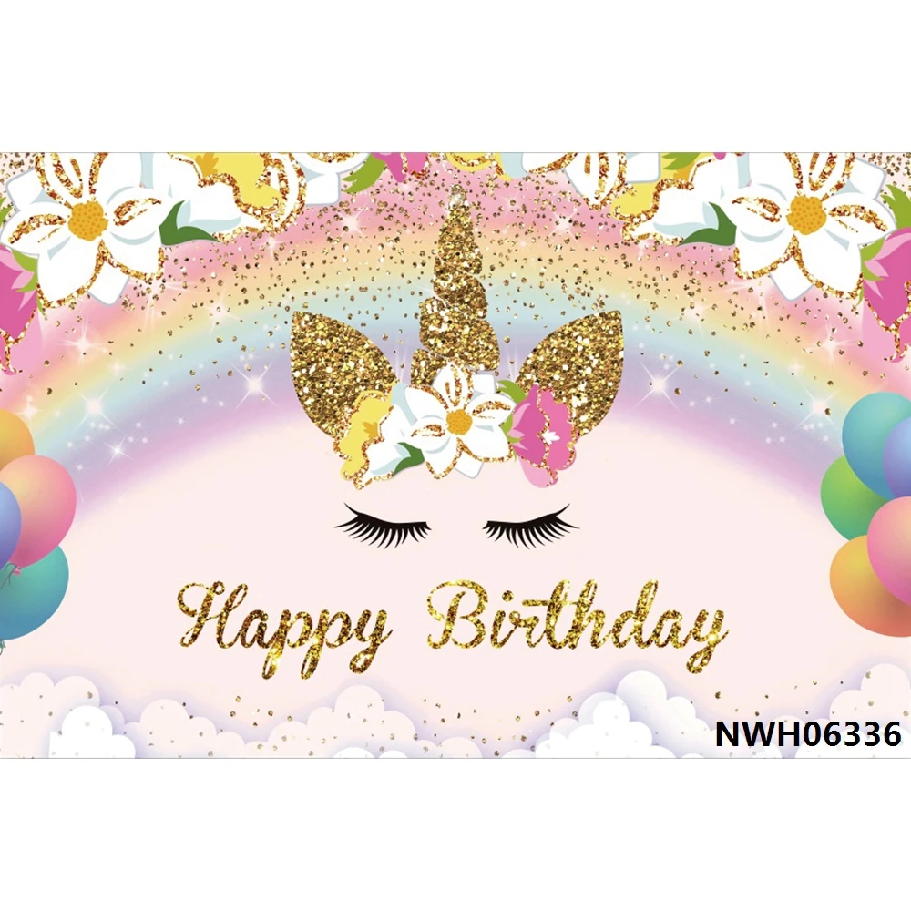 

Nitree фон с единорогом Радужный цветок облако Новорожденный ребенок душ девочка 1-й День рождения виниловый Фотофон