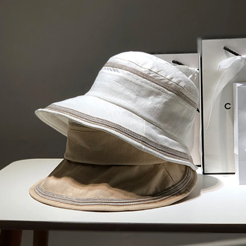 Freeander Japanese Linen Fisherman Hat Female Summer Korean Casual Wild Literary Lotus Leaf Hat Sunscreen Sun Hat