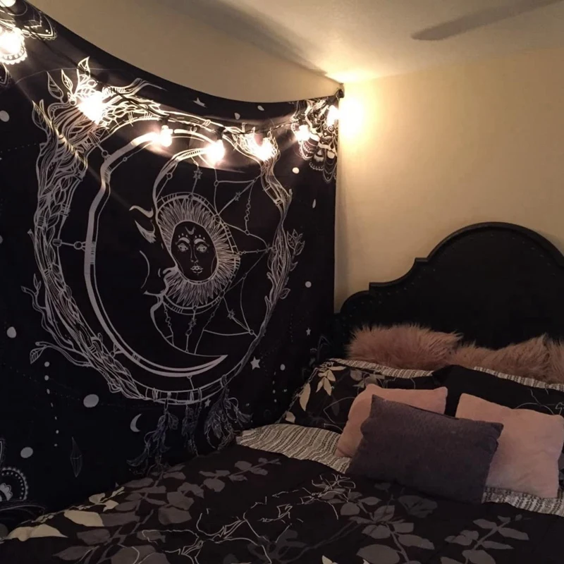 

Moon and Sun Tapestry Dreamcatcher Tapestry Black and White Mandala Tapestry Wall Hanging for Room