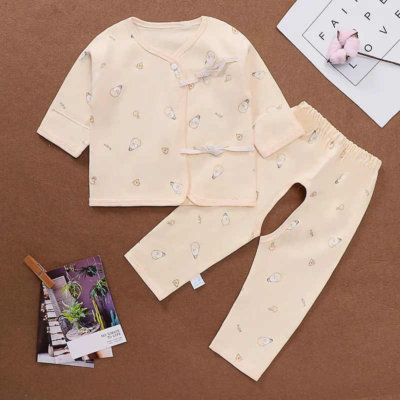 

Baby spring cotton home service two-piece baby boneless open file air-conditioning service newborn cartoon full print clothes