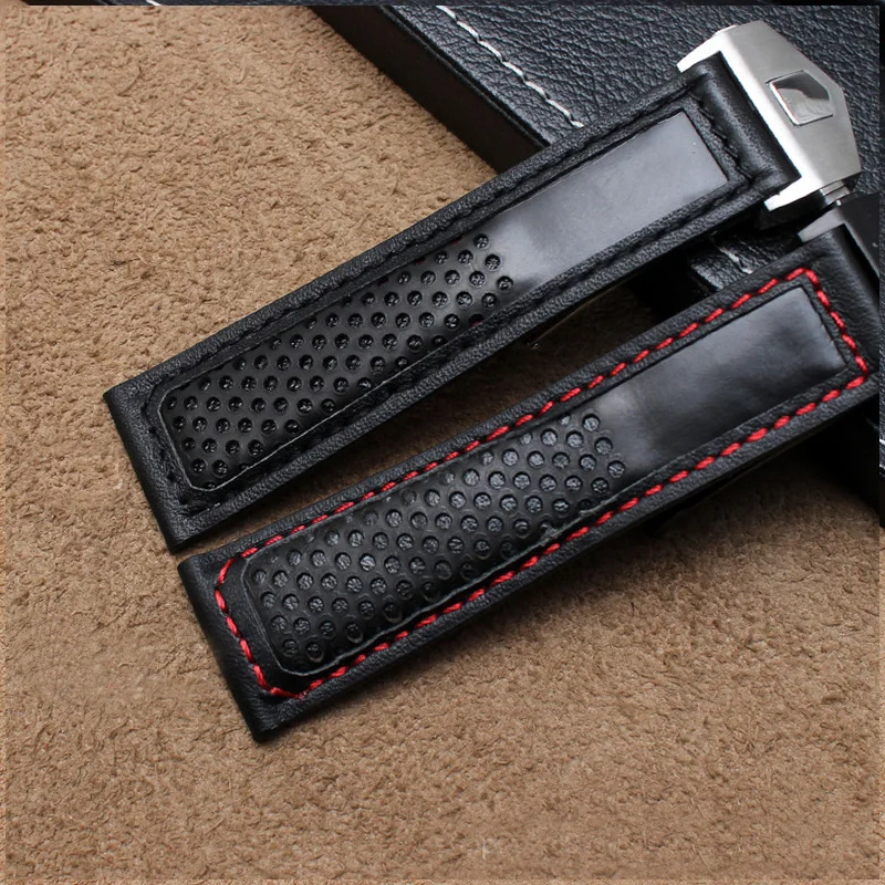 

Watch Accessories Bracelet for -TAG- Heuer- Watch for Men Band Genuine Leather Strap Watch Strap Replace Wristwatch Belt 22MM