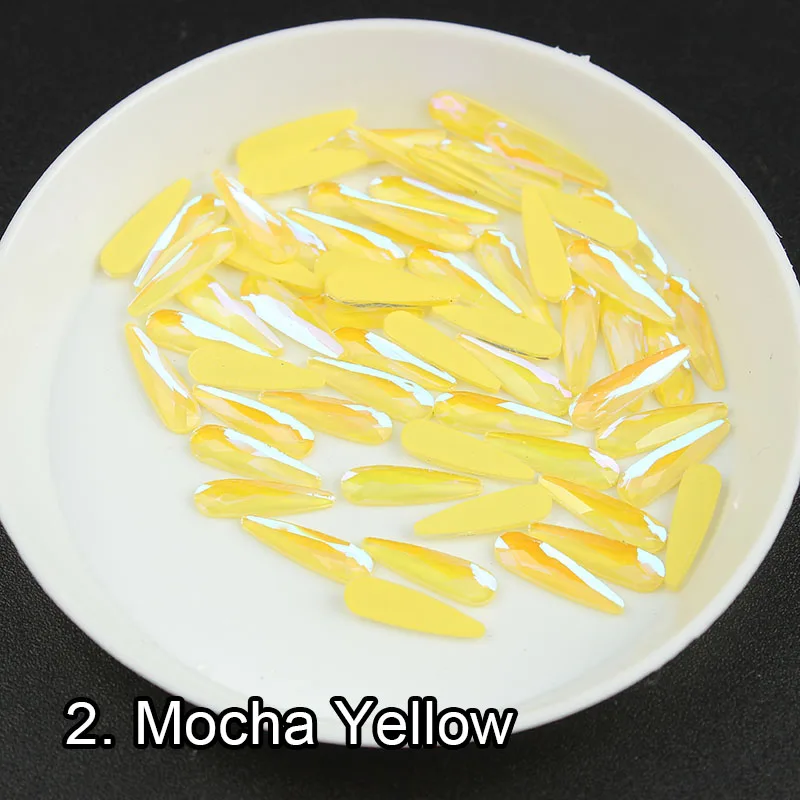 Mocha Yellow Новинка 30 шт./упак. мокко неоновые цвета капли дождя форма 3x10 мм Стразы для ногтей страз 3d-украшения для ногтей аксессуары - Цвет: Mocha Yellow