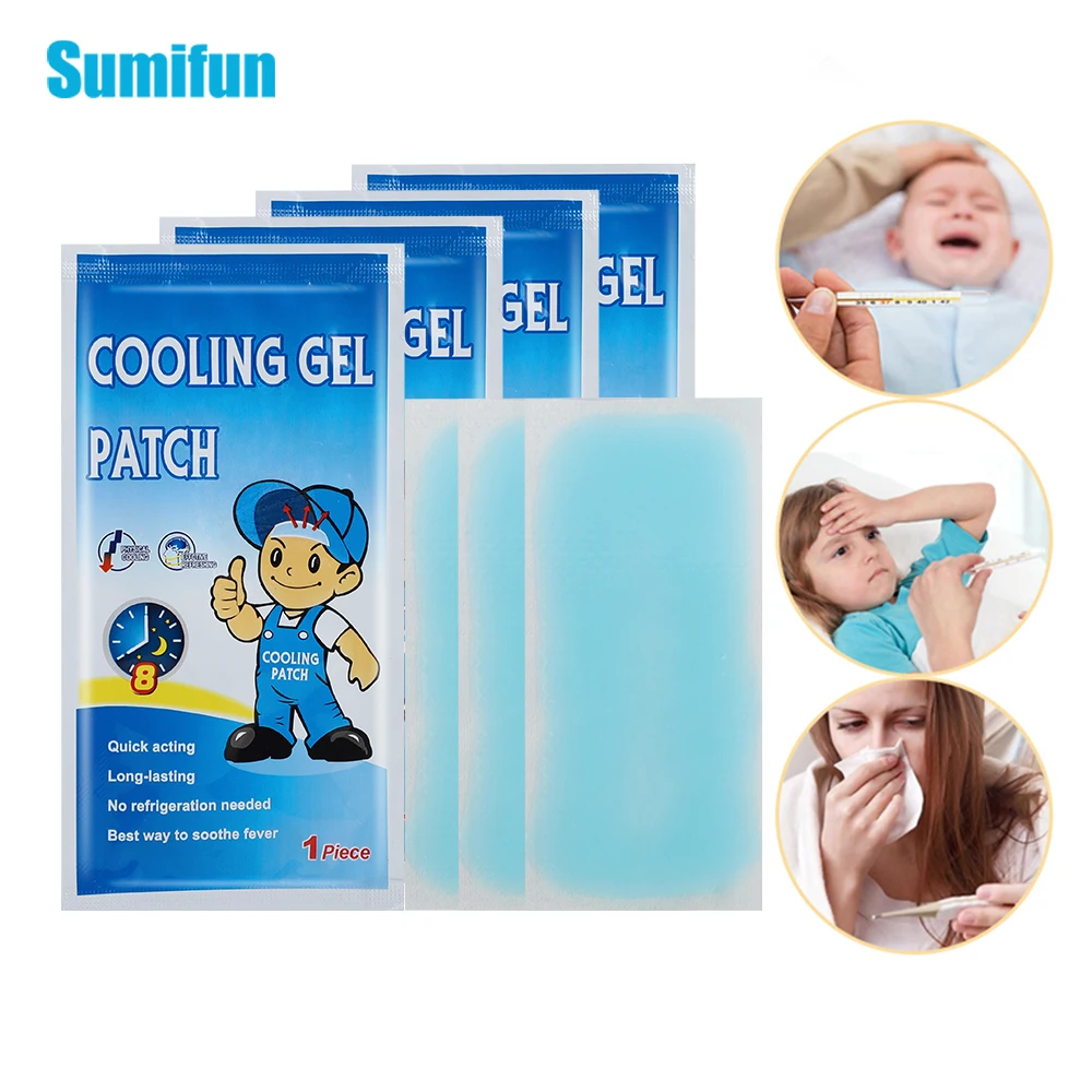 

10bags Cooling Patch Adult Baby Fever Down Medical Plaster Migraine Headache Pad Lower Temperature Sticker Forehead Paster C2376