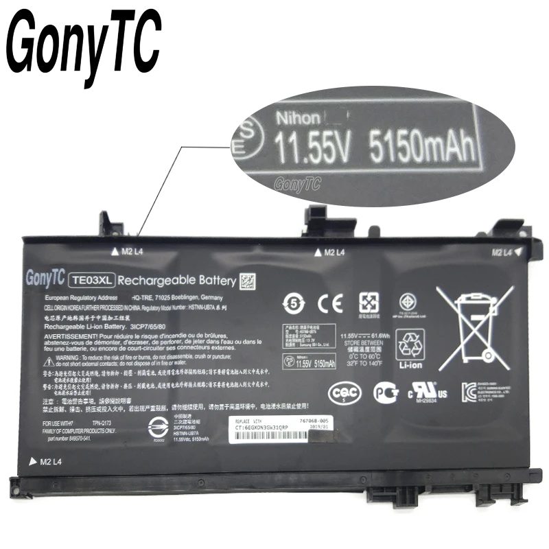 GONYTC TE03XL новый подлинный ноутбук Батарея для HP TPN-Q173 HSTNN-UB7A 15-bc011TX 15-bc012TX 15-bc013TX 11 55 v