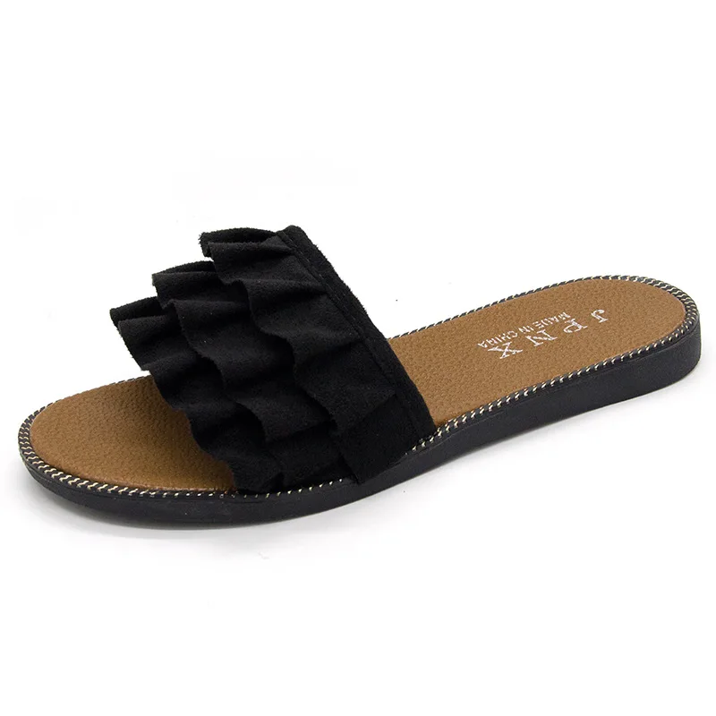 

Women Slippers Candy Color Slides Woman Shoes Summer Flats Denim Slippers Lace Slide wrinkle Ladies Shoes zapatos mujer TX459