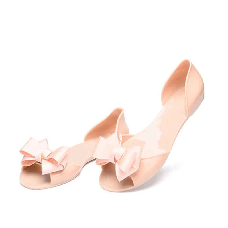 Сандалии желе женские на плоской подошве мягкие туфли без застежки открытый