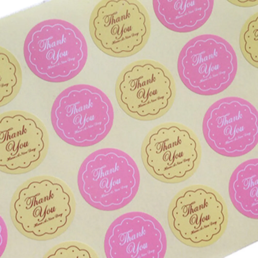 

Yellow/Pink THANK YOU Design Sticker Labels food Seals, Gift stickers for Wedding seals Fast shipping 48pcs