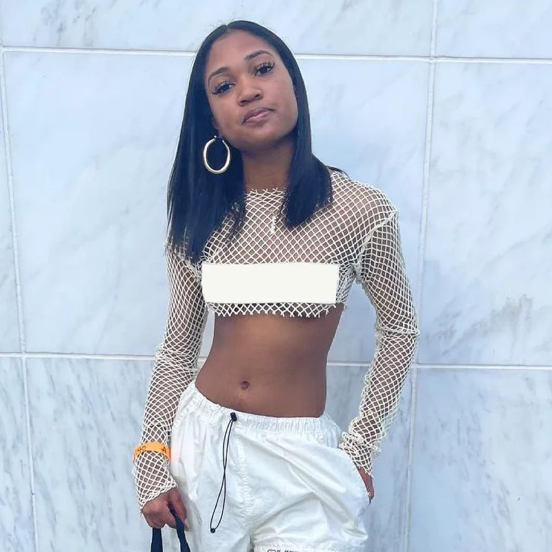 Женская Однотонная футболка с длинным рукавом и круглым вырезом | одежда