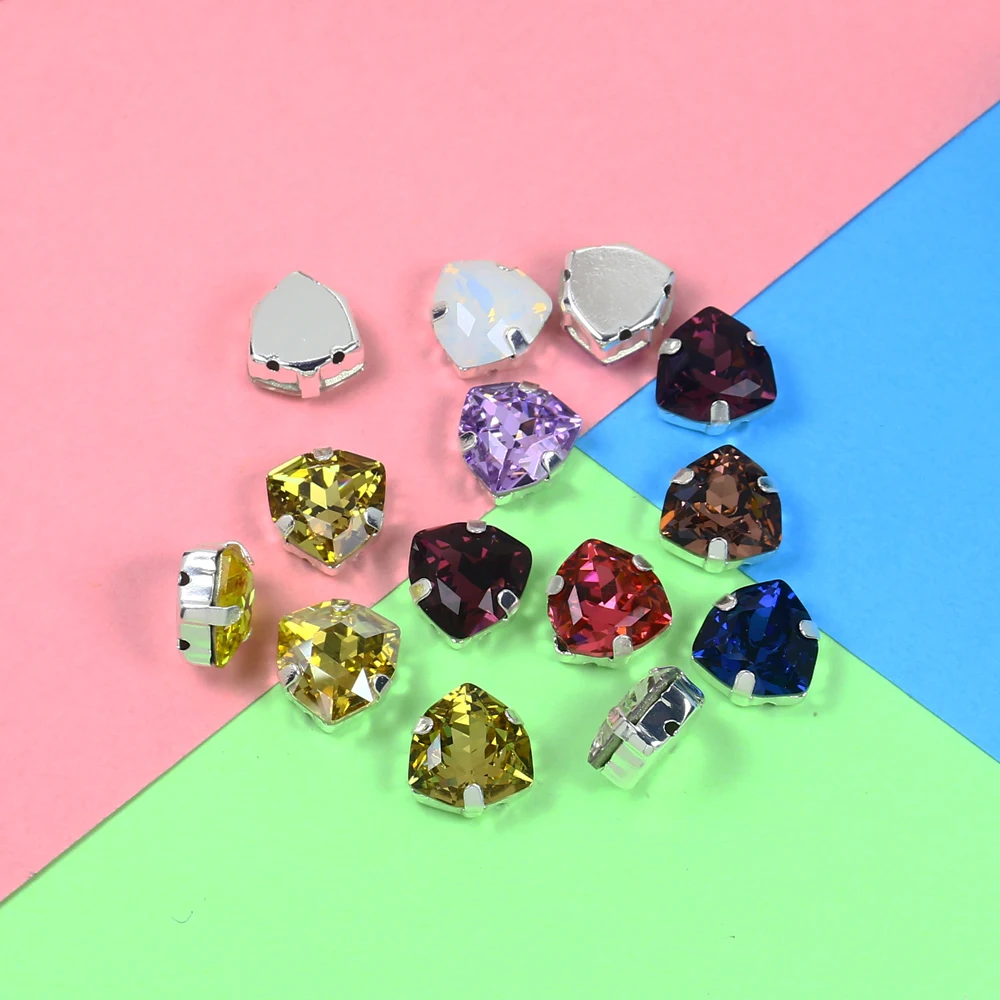 12 мм треугольные смешанные цвета хрустальные стразы для шитья стекла s 10 шт. с