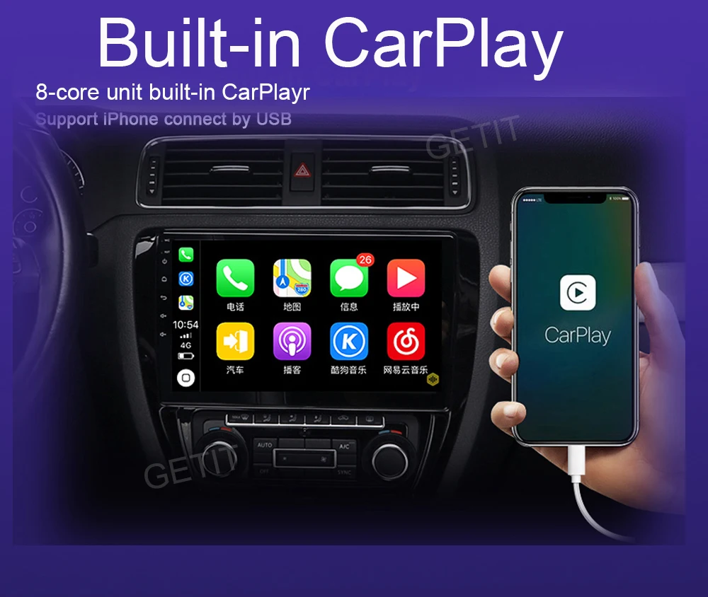 CARPLAY Android 10 автомобильный радиоприемник стереопроигрыватель GPS навигация