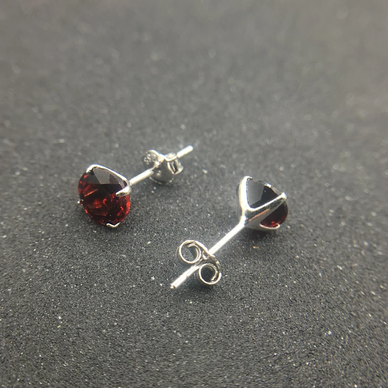 Женские серьги-гвоздики из серебра 925 пробы CSJ натуральный хром диопсид красный