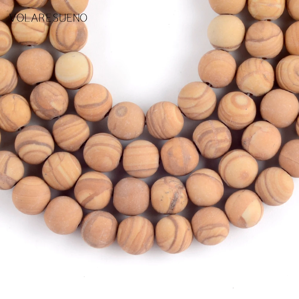 Натуральный Желтое дерево яшмы с тусклой полировкой дело Камень круглые бусины