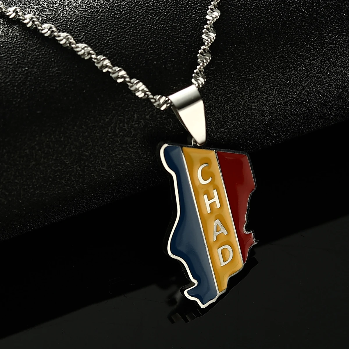 

Republic Of Chad Map Flag Pendant Necklaces Gold Silver Jewelry For Women Men