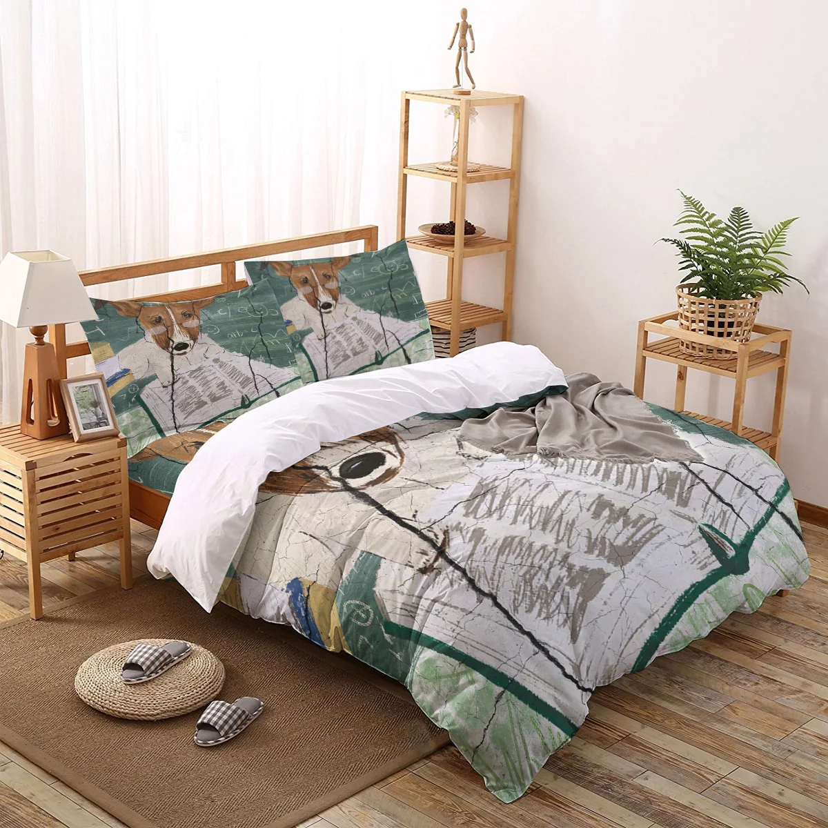 Animal Cute Struggling Learning Dog Doodle Burst Duvet Cover Set 2/3/4pcs Bedding Bed Sheet Pillowcases | Дом и сад