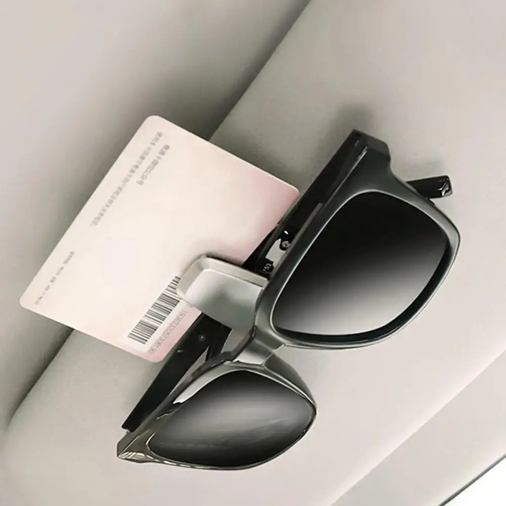 

Portable Glasses Holder Clip Faux Leather Visor Sunglasses Ticket Card Clip Holder for Vehicles
