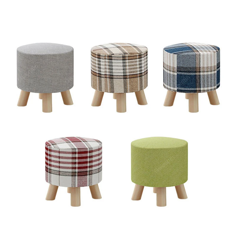 Скандинавский круглый стул с деревянными ножками маленькое тканевое кресло