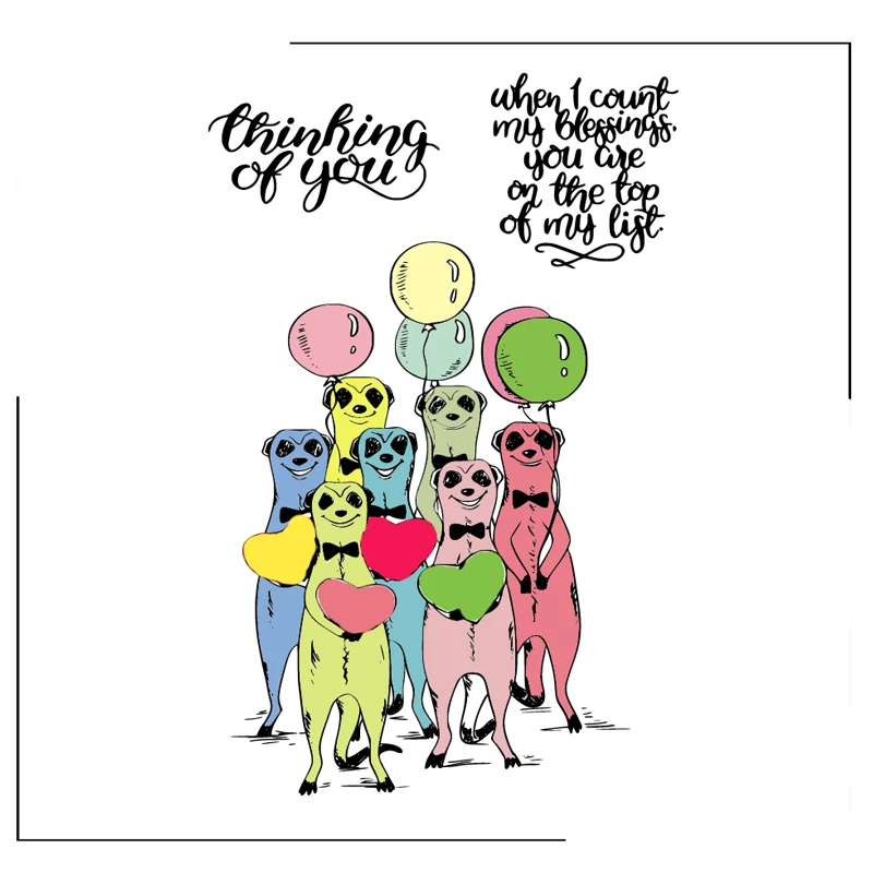 

Cute Animals With Balloons Cutting Dies Clear Stamps Scrapbooking Crafts Decorate Photo Album Embossing Cards Making New