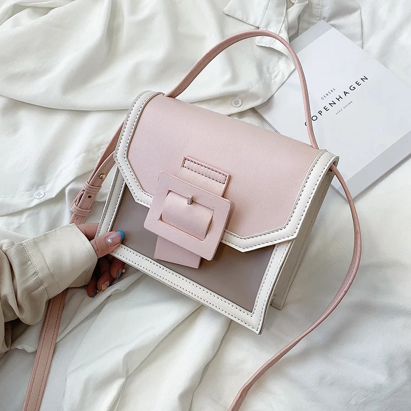 Кожаная сумка-Кроссбоди контрастных цветов для женщин модная дорожная сумка