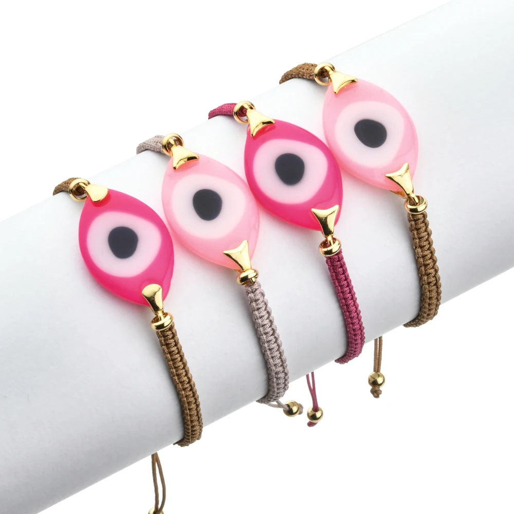 

Fashion Evil Eye Charm Bracelet High Quality Acrylic Handmade Rope Chain Adjustable Bracelet For Men Women Casual Jewelry Access