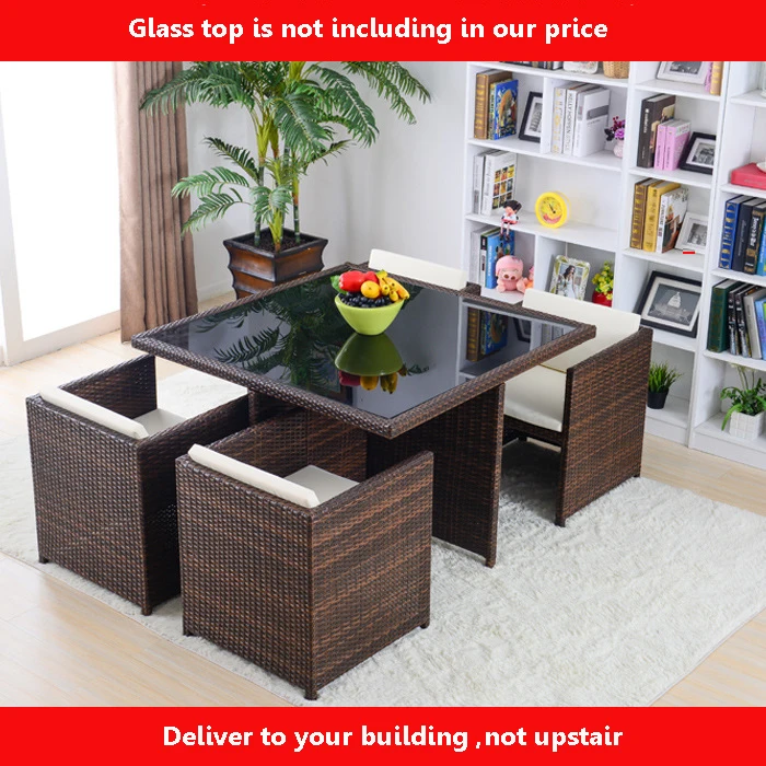 

Outdoor Patio Wicker Furniture All Weather New Resin 9-Piece Dining Table & Chair Set