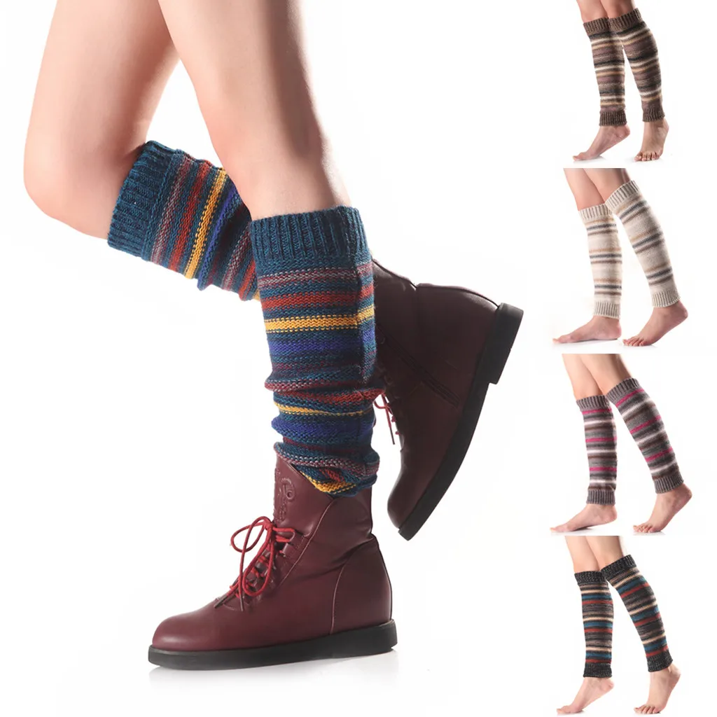 Женские шерстяные носки разных цветов с длинным наполнителем коленей вязаные