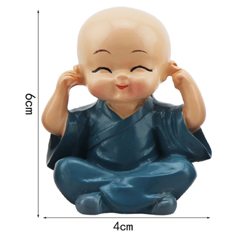

4Pcs Lovely Resin Statues Monks Creative Crafts Home Decoration Auto Accessories E7CB