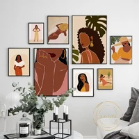 fashion women retro art posters and prints bohemian minimalism leaf wall art canvas painting nordic modular pictures home decor