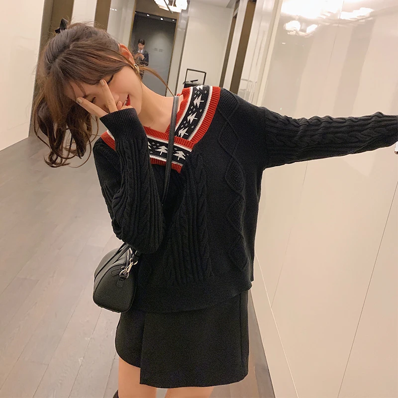 MISHOW Women Winter Spring Vneck Festival Style Sweater Causal Long Sleeve Loose Pullover Tops MX19D5744 | Женская одежда