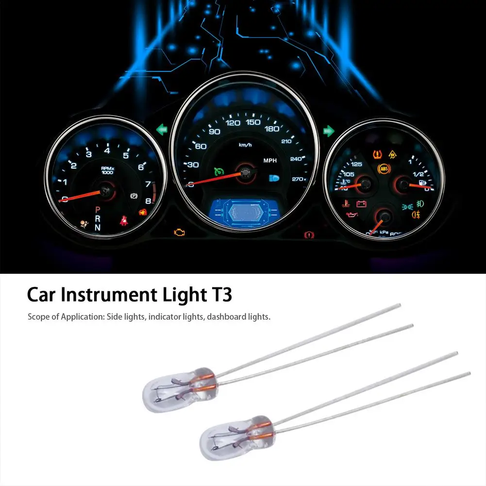 

10 Pcs Automobile Instrument Light T3 Light Bulb Utomobile Door Wedge Gauge Reading Lamp Bulb 12V Car Styling