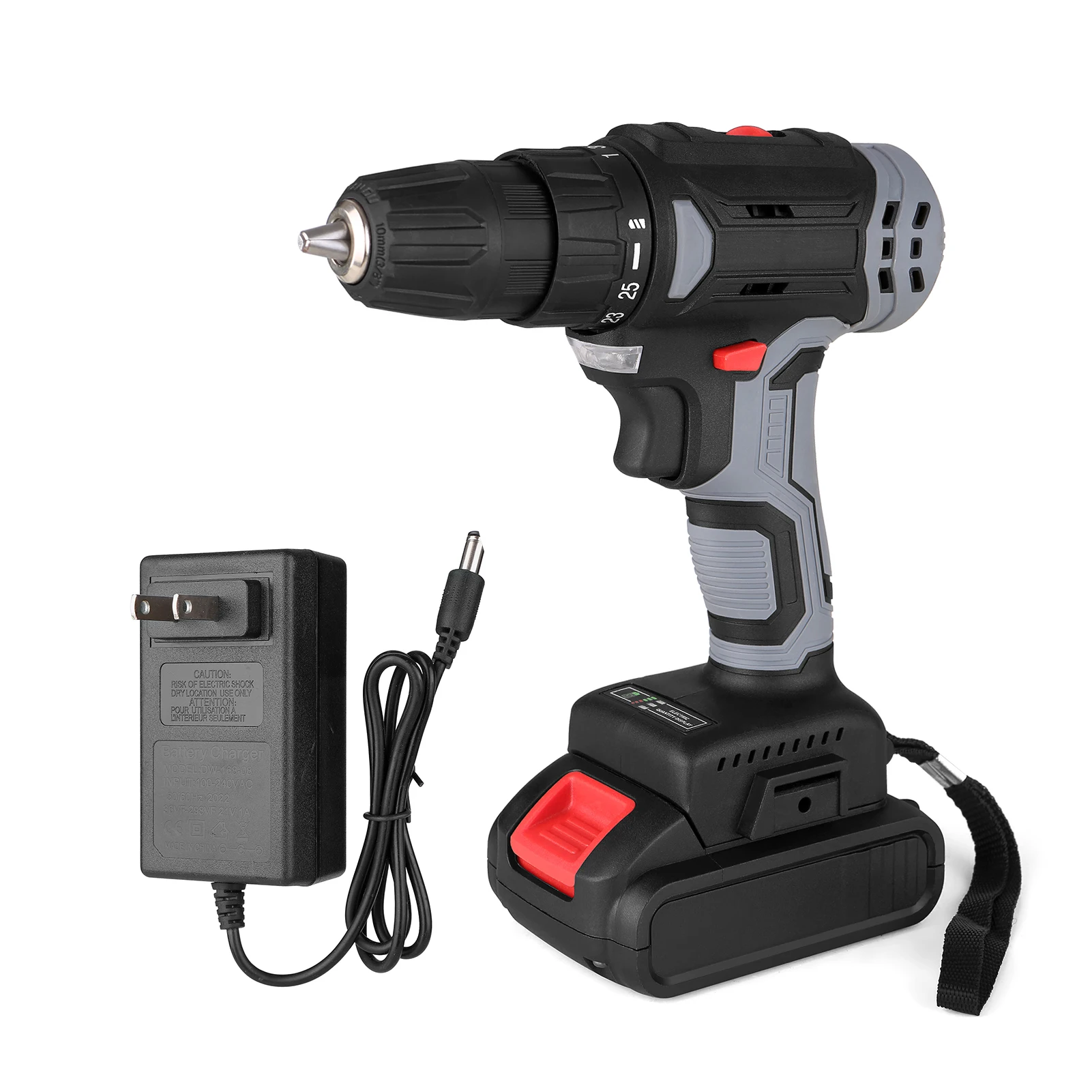 

Аккумуляторная электрическая дрель с патроном 3/8 дюйма, 21 в, индикатор шуруповерта, 2 переменных скорости, вращение 65 нм, максимальный крутящ...