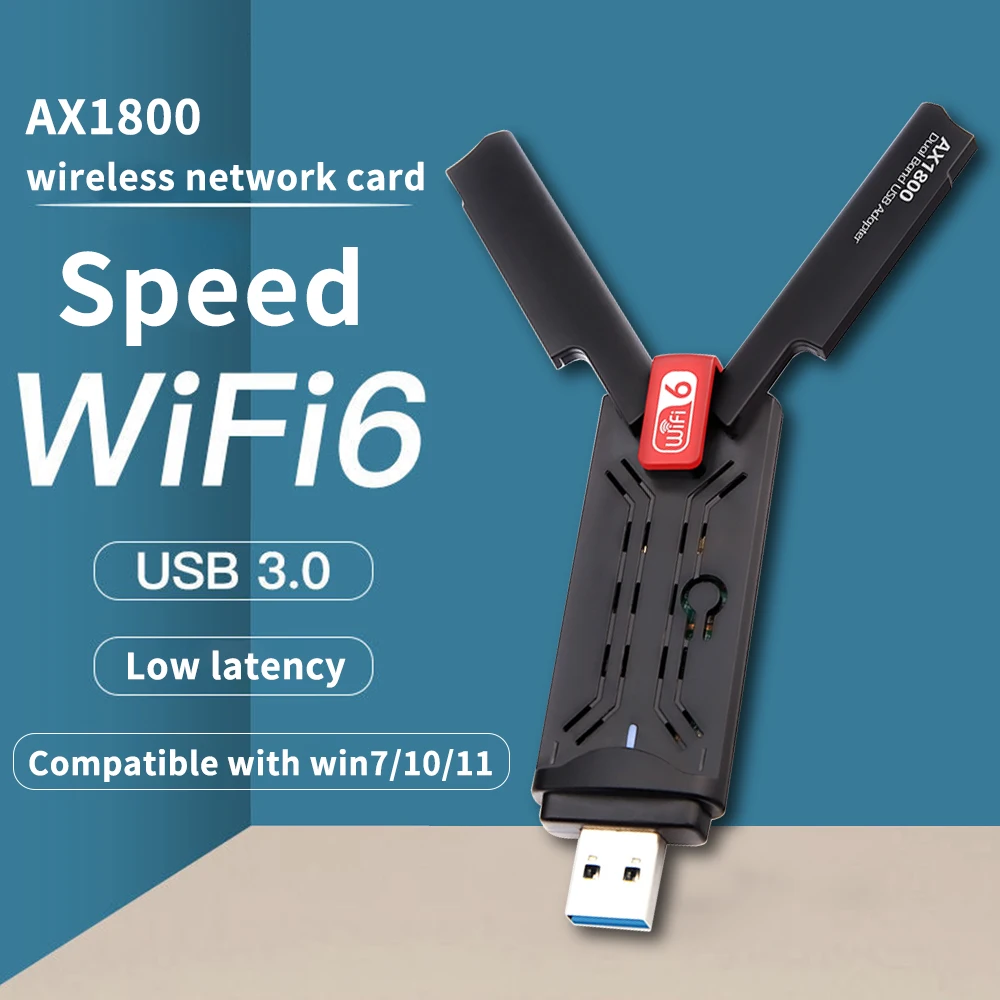 

WiFi 6 USB3.0 адаптер ключа 1800 Мбит/с Двухдиапазонная беспроводная сетевая карта 2,4G/5G WiFi адаптер USB для Windows 7/10/11 для ПК/ноутбука