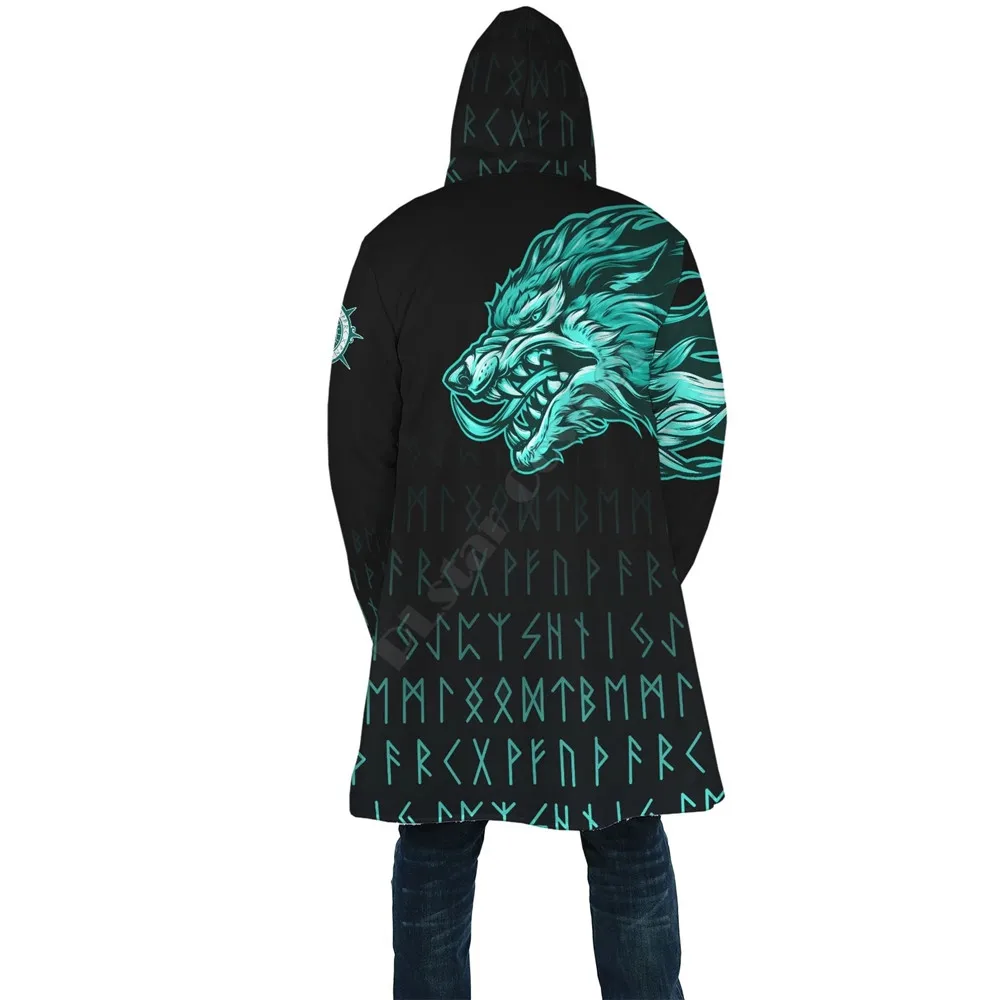 Fenrir Blood Cloak Tattoo Style Толстовка с 3D принтом для мужчин и женщин Зимняя флисовая