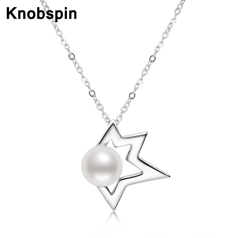 

Knobspin 100% 925 Sterling Silver 2021 New Fashion Heart-shaped Pearl Necklace Charm For Women Fine Jewelry Holiday Wedding Gift
