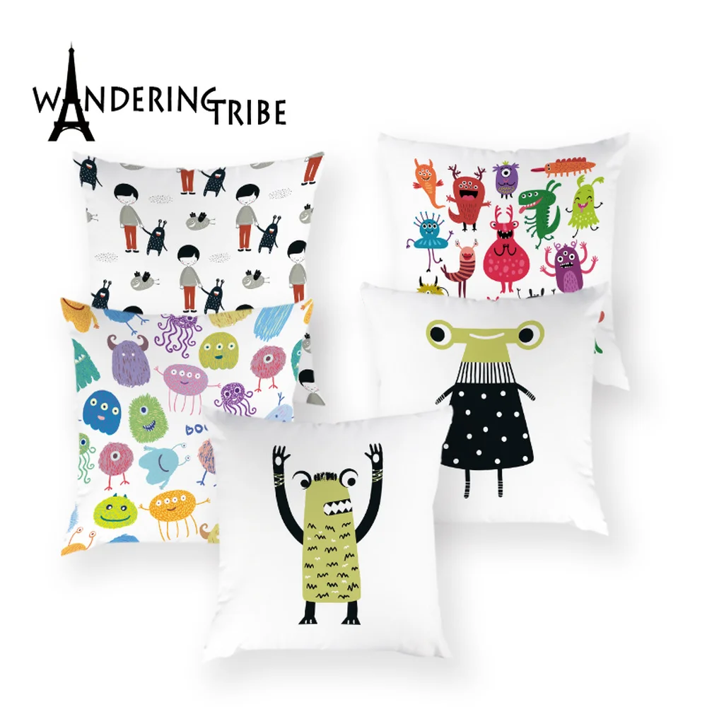 

Cartoon Monster Cushion Cover Colorful Home Decoration Pillowcase Polyester Cushions Covers Cute Animal Pillows Cases Almofadas