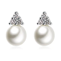 fashion earrings 925 silver jewelry with pearl zircon gemstone stud earrings accessories for women wedding party gift wholesale