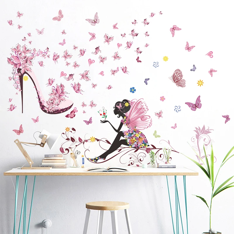 Романтическая фея девушка бабочка настенные наклейки глаза для детской комнаты