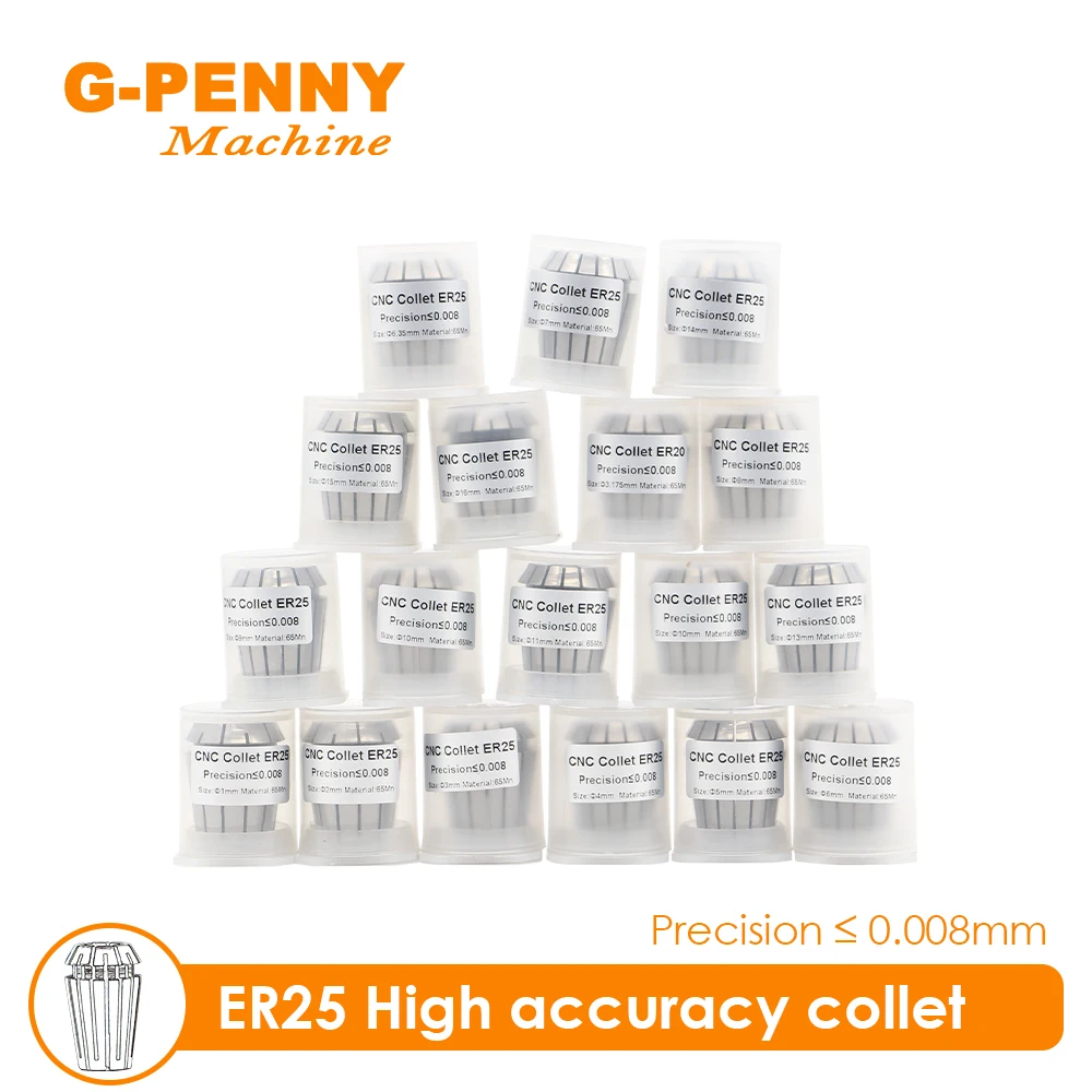 Набор патронов ER25 с пружинной втулкой 18 шт. высокоточные 0 008 мм 1-16 1/4 1/8 для