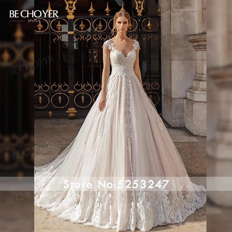 Винтажное свадебное платье с аппликацией Vestido de Noiva кружевное ТРАПЕЦИЕВИДНОЕ для