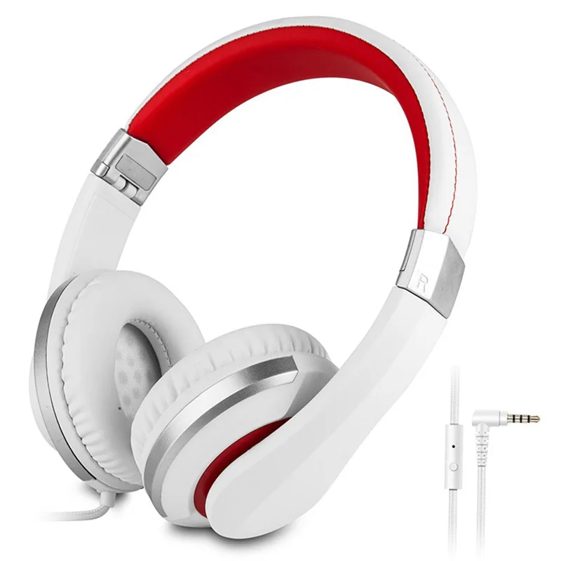 Спортивные наушники Yulass проводные детские белые последняя модель большие для