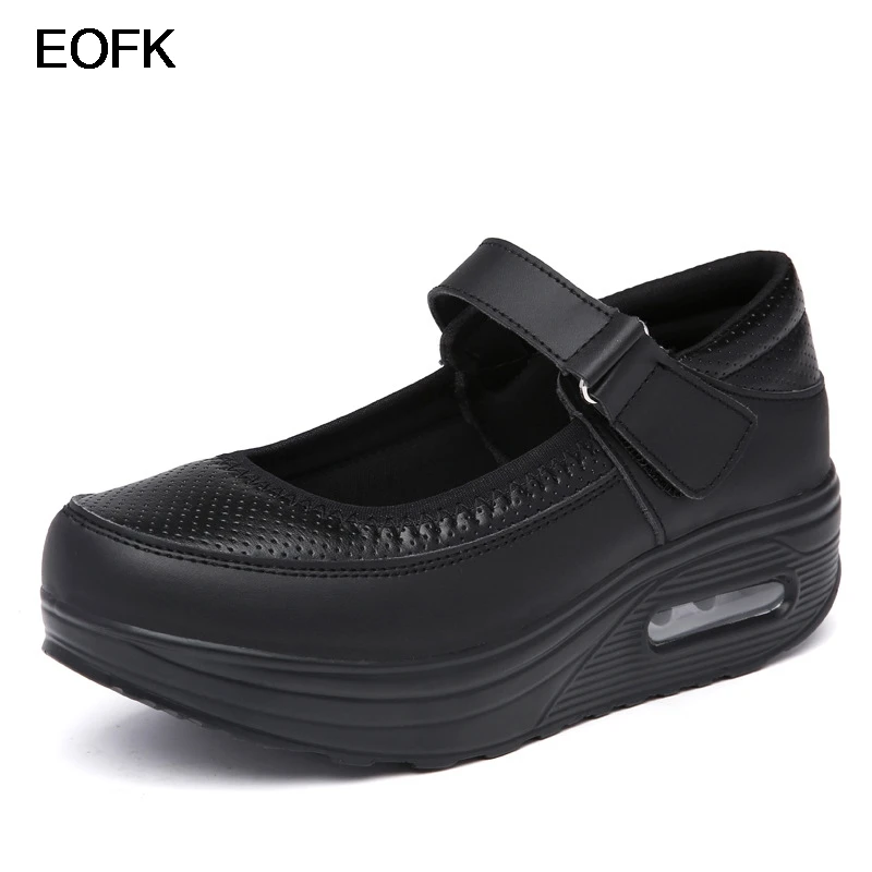 EOFK/Новинка Женская обувь на плоской платформе Повседневная Mary jane застежке