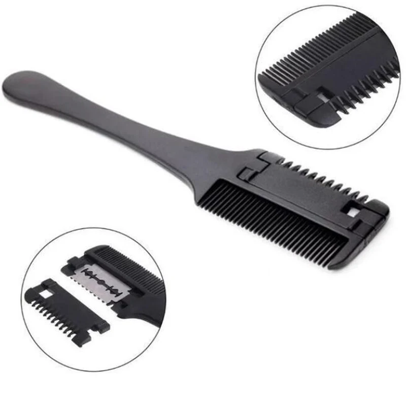 

Professional Black Handle Hair Brushes with Razor Blades Hair Cutting Comb Cutting Thinning Trimmin Hair Salon DIY Styling Tools