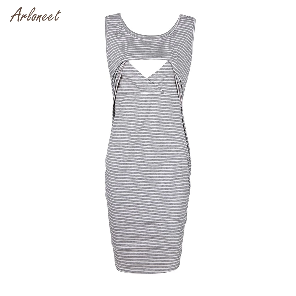 

ARLONEET Women's Maternity Bodycon Floral Print Casual Sleeveless Mama Dress Maternity Knee Length Tank Top Pregnancy Dress