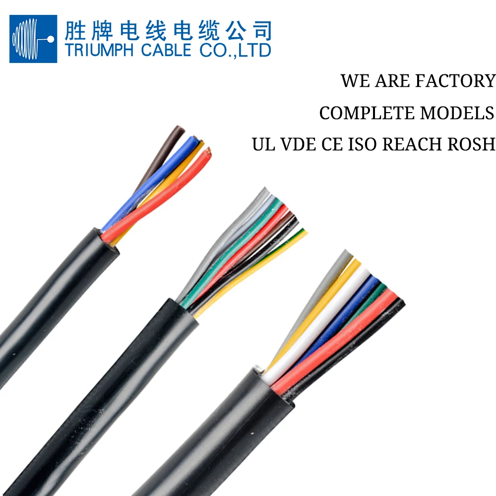 

TRIUMPHCABLE/SHENGPAI High flexible 10 M RVV cable 0.75MM 2/3/4/5 coresmulticore black jacket color control signal copper wire