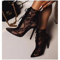 womens pointed high heeled sandal mesh elegant black zipper sandal hollow mesh cross strap lady shoe breathable girl nude shoes