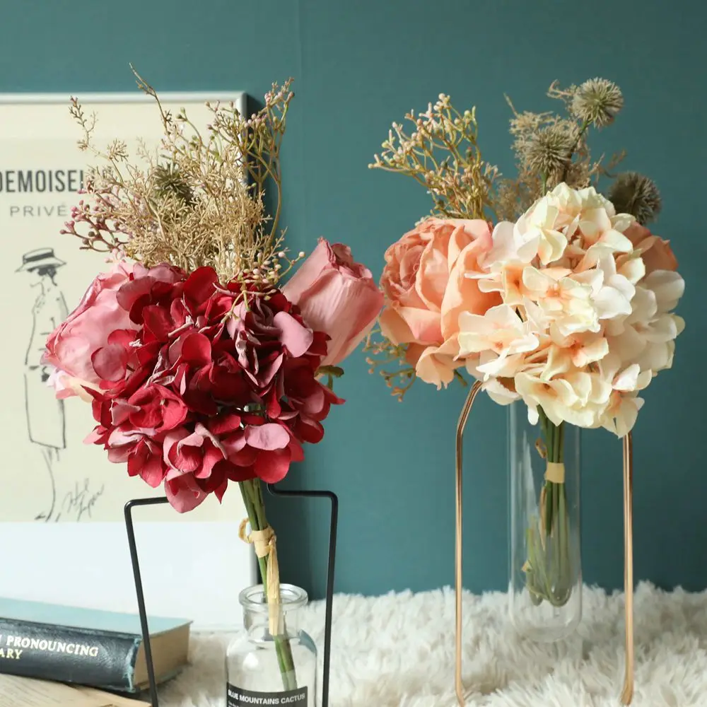 

High-quality Artificial Flowers, 41cm Fuchsia Rose Bouquet, High-end Home Party Tabletop, Vase Flower Arrangement Decoration,