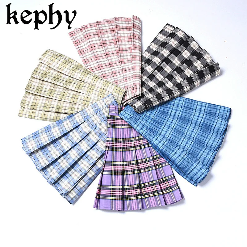 Женская плиссированная юбка с завышенной талией в японском колледжском стиле на