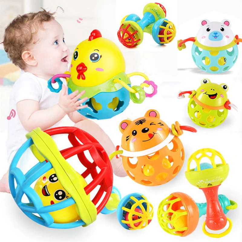 

Baby Rattle Toys Set Ball Hand Bell 0-24 Months Infant Teaching Aids Soft Rubber Rattle Puzzle Fitness Ball Baby Educational Toy