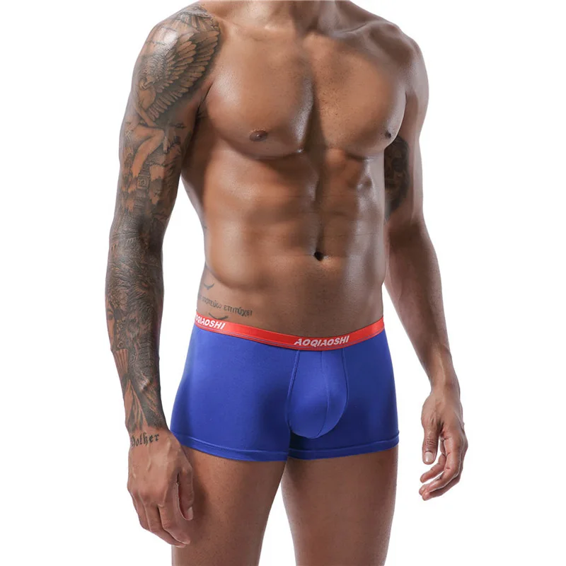 

New men's boxer shorts underwear solid color U-convex big pocket sexy boxer briefs Boxershorts Shorts Sexy Quality Cotton